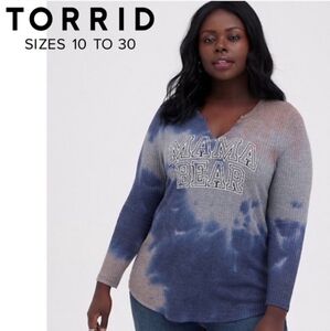 Torrid Waffle Knit Tee Mama Bear Multi Tie Dye Camo Print Graphic Shirt